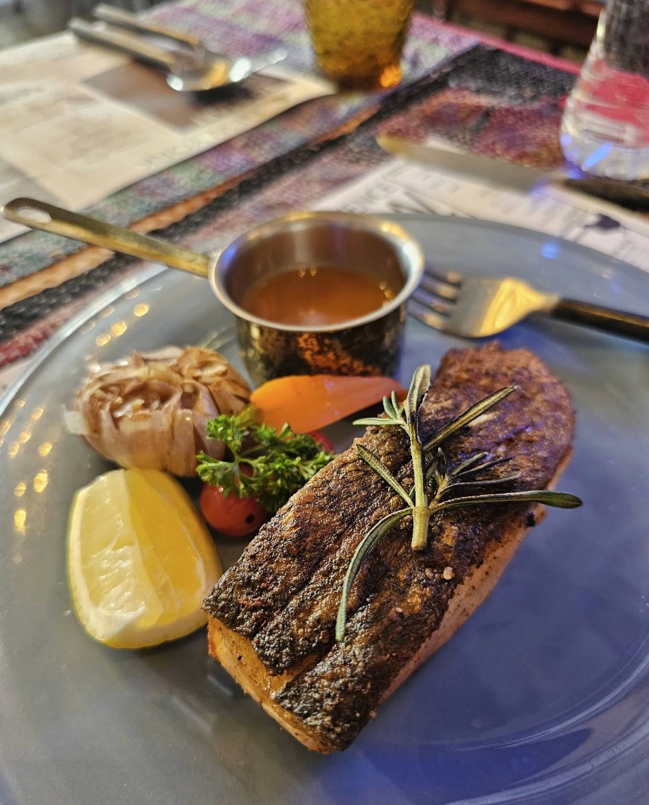 Seared steak with rosemary